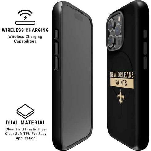 NFL New Orleans Saints Black Performance Series iPhone 16 Pro Magsafe Impact Case